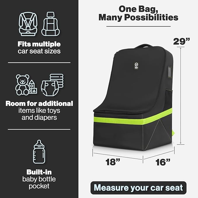 Padded Car Seat Bags for Air Travel for Airplane, Easy Carry Durable Seat Gate Check Bag