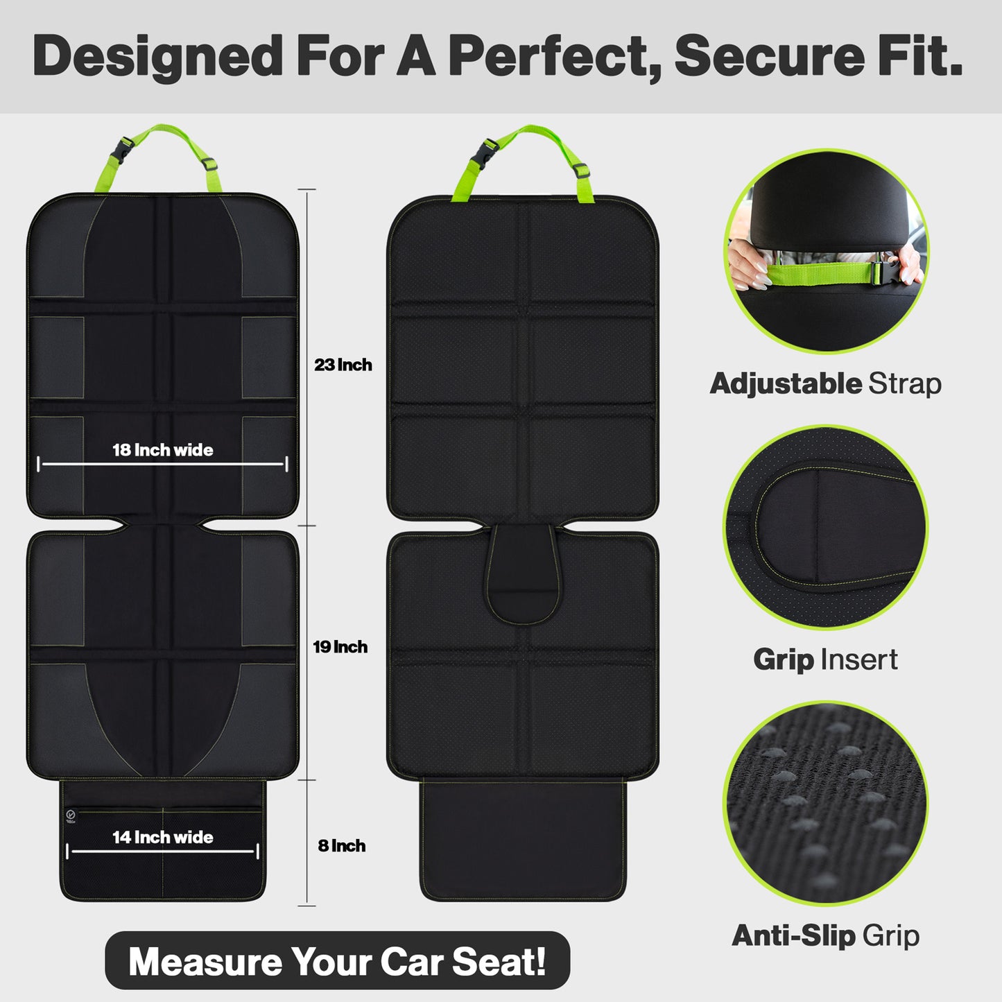 Car Seat Protector for Child Car Seat with Mesh Pockets